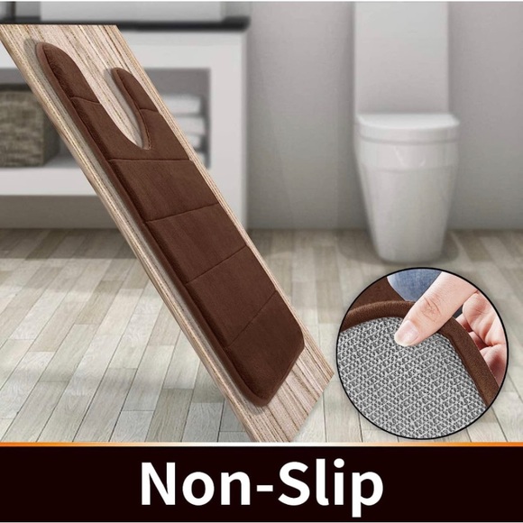 Memory Foam Toilet Bath Mat U-Shaped, Dark Brown, Soft and Comfortable - Picture 5 of 8